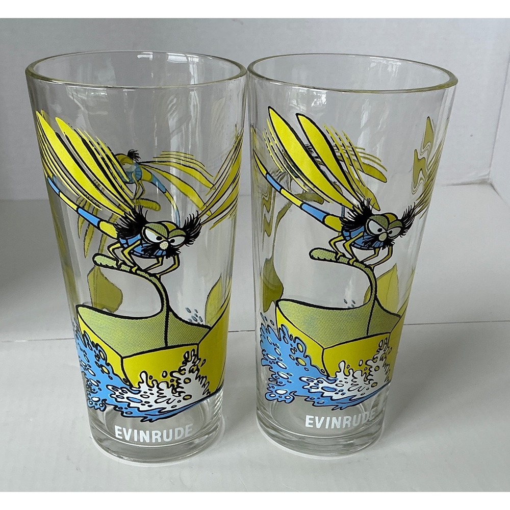 Pepsi Vintage 1977 Disney The Rescuers Evinrude Glass Set 2pc Collector Series